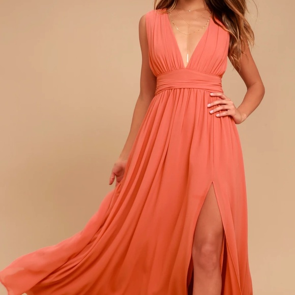 Lulus Dresses & Skirts - HEAVENLY HUES RUSTY ROSE MAXI DRESS LULUS